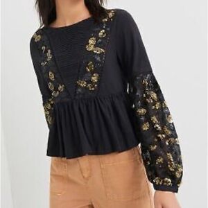 NWT Anthropologie sequined long sleeve top